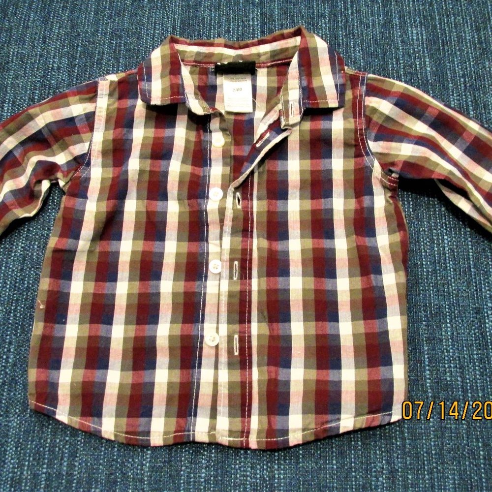 Boys Rock Plaid Long Sleeve Shirt 24M